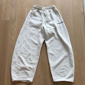 Zara Cream Wide-Leg Jogger Sweatpants with Drawstring